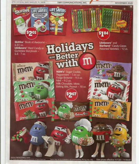 magazine ad M&M's HOLIDAYS 2020 mms M&M candy print brown blue yellow red green