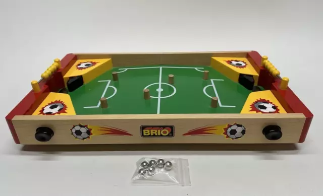 BRIO Tabletop Wood PINBALL Soccer GAME 34006 2 Players Metal Balls