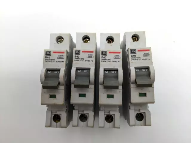 Lot of 4 Cutler-Hammer WMM1B40 Circuit Breaker 10 Amp 415 VAC 1 Pole DIN Used