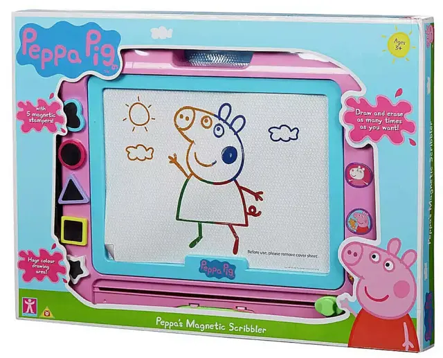 Peppa Pig Scribbler Magnetico Peppa 5 Timbri Enorme Area Disegno Nuovo Giocattolo Natale Bambini