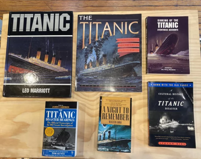 0334) The Titanic Nonfiction Historical Coffee Table Book Lot of 6 Books