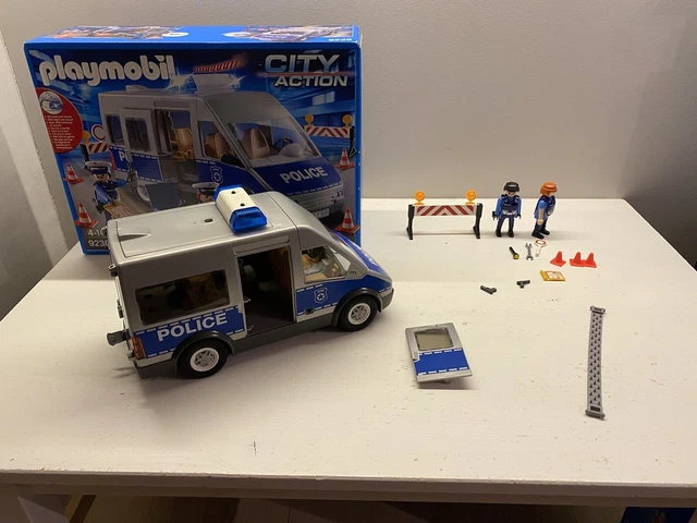 PLAYMOBIL 9236 POLIZEI Bus mit Straßensperre und Sound OVP