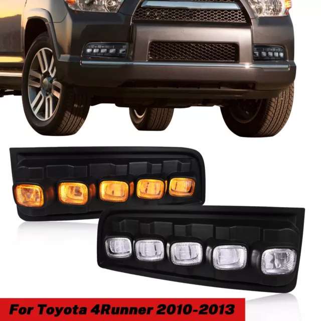 LED DRL Daytime Running Light Fog Lamp For Toyota 4Runner 2010-2013 Turn Signal