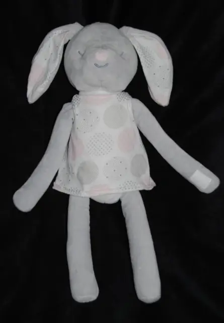Peluche doudou lapin gris OBAIBI OKAIDI robe rond rose sans plaid 42 / 54 cm