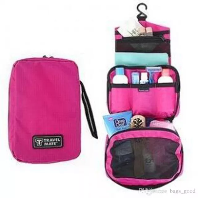 Travel Makeup Toiletry Purse Organizer Hanging Beauty Cosmetic Bag Case New PINK