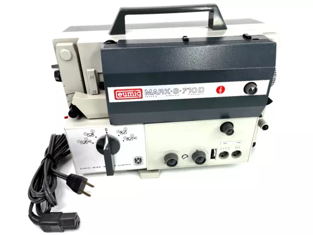 EUMIG Mark-S-710D Super 8mm Film Projector w/Power cord Powers on