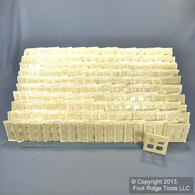 200 placas de pared para receptáculo dúplex con salida residencial de 2 pandillas Leviton Almond 82016