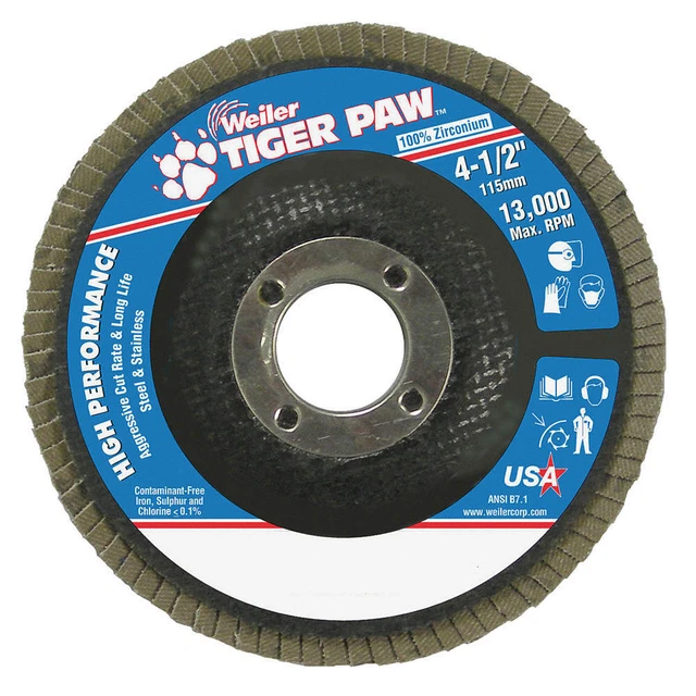 WEILER 98832 Abrasive Flap Disc, Coarse, 4-1/2 in.