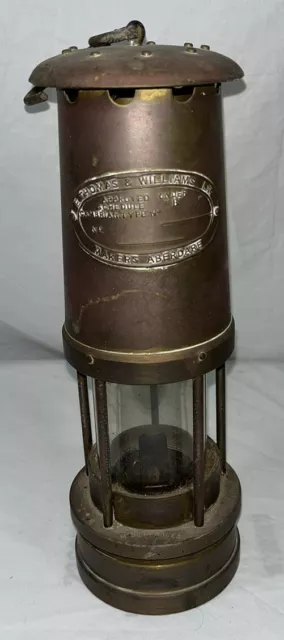 VTG E. Thomas & Williams  Ltd. Makers Aberdare Wales Cambrian Brass Miner’s Lamp