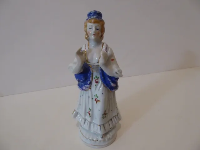 Female Figurine, Hand Painted Ceramic 6.5” DB Japan Blue Mark Vintage (S2