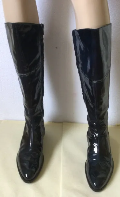 Patent Leather Boots Bugard Femme, Dark Bleu Couleur, Taille 40 Bottes De Cuir