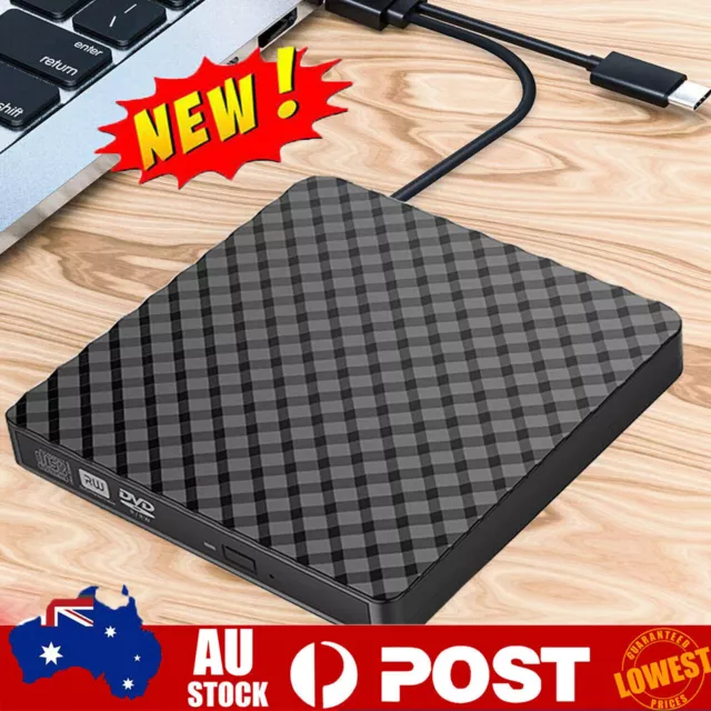 USB External CD RW DVD ROM Writer Burner Player Drive PC Laptop for Mac Windows