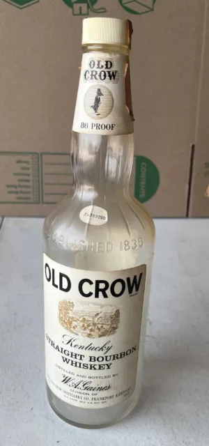 vintage old crow 83 proof whiskey bottle