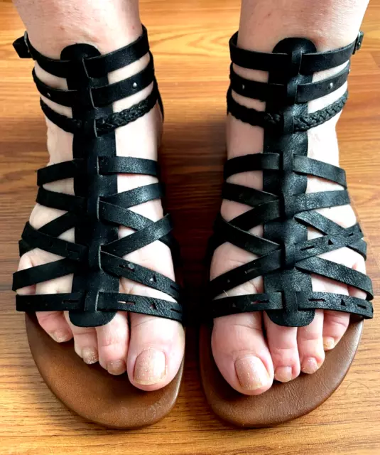 MAURICE’S BLACK STRAPPY Gladiator Sandals Zip Heel Size 8 $10.99 - PicClick