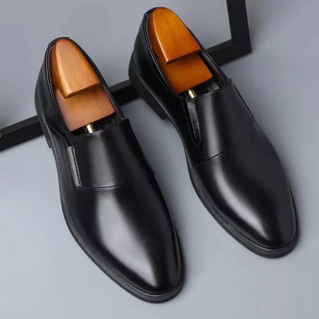 MEN'S LEATHER SHOE Dress Shoes Pointed Toe Loafers Business Wedding ...