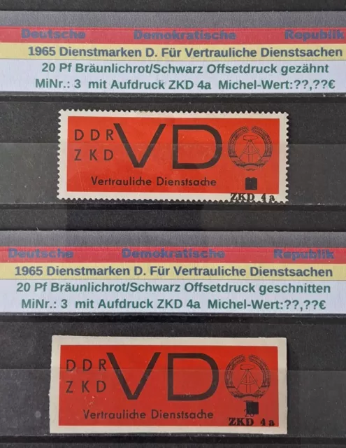 DDR 1965 Dienstmarken MiNr. DM D.3 postfrisch mit Aufdruck ZKD 4b