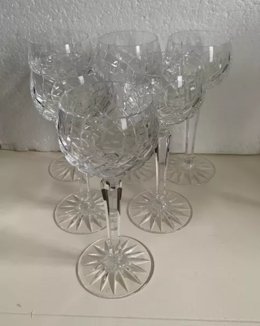 6 x Stunning Vintage Cut Crystal Hock Wine Glasses 