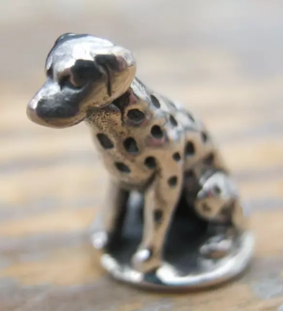 A Very Sweet 925 Solid Silver Miniature Study Of A Dalmatian - Dog / Puppy