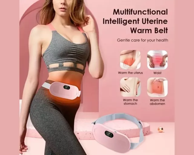 Ceinture Chauffante Vibrante Rechargeable Rose Soulager Douleur Règles Femme