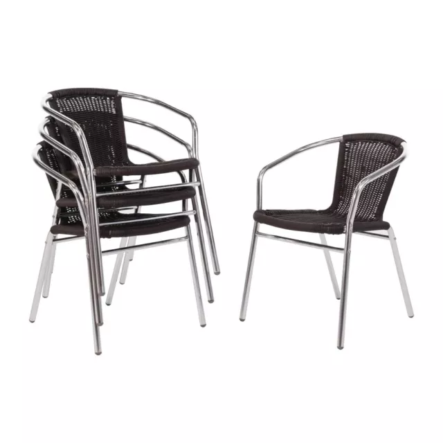 Bolero Stacking Black Wicker & Aluminium Chair (pack of 4) Outdoor Catering U507