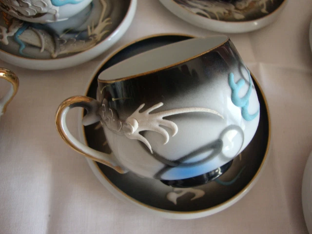Service à café japonais complet en porcelaine de Kutani ou de Satsuma - Arts de la table