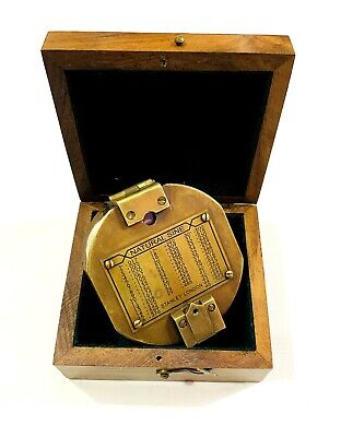 Solid Brass Antique Brunton Compass Nautical Marine Compass in Wooden Box Decor
