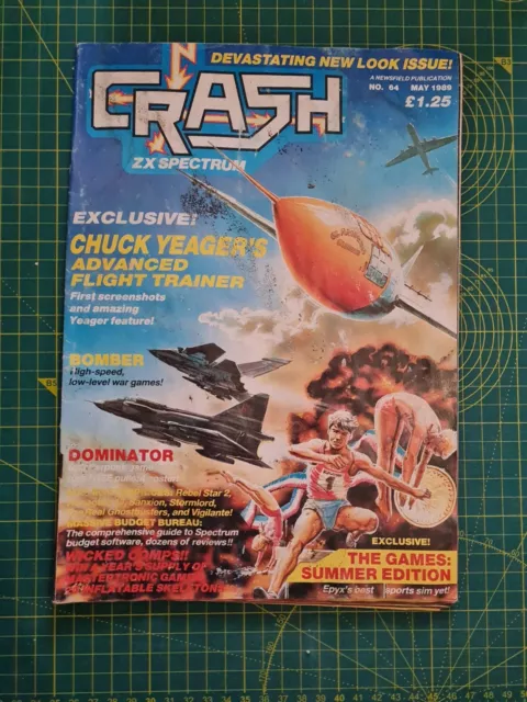 CRASH ZX Spectrum Magazine No.64 MAY 1989 With DOMINATOR SYSTEM 3 POSTER