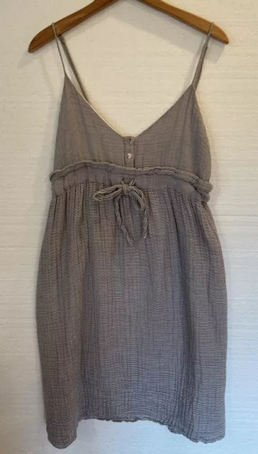 Mara Hoffman Dress Womens 4 Organic Cotton Midi Striped Sleeveless Gray