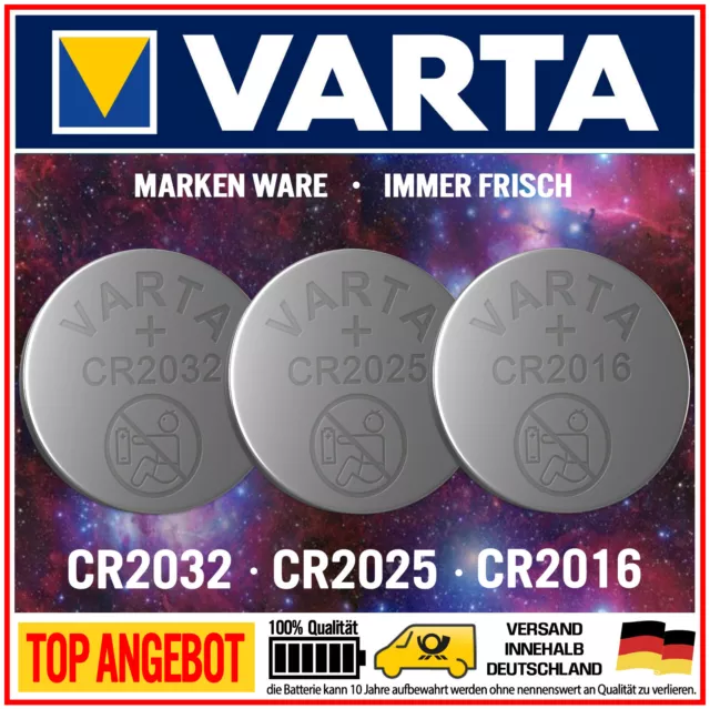 CR2032 2032 CR2025 2025 CR2016 2016 VARTA INDUSTRIAL Knopfzellen MHD bis 2032