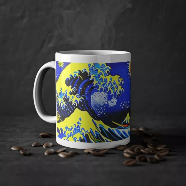 Starry Wave: Van Gogh-Inspired Hokusai's Great Wave on 11oz Mug