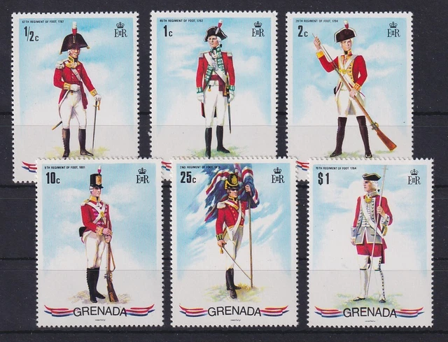 1971 Brit. Grenada Military Uniforms Mi. No. 422-27 Set ** / MNH