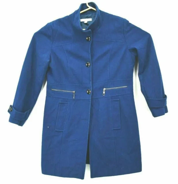 New York & Company Women's XL Blue Wool Inside Line Heavyweight Trench Coat