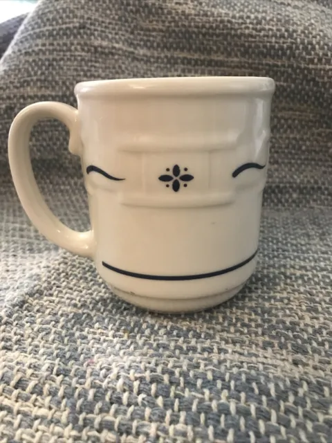 Longaberger Pottery Cup/Mug Woven Traditions Ivory With Blue Made In USA
