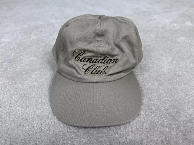 Vintage Canadian Club Whiskey Hat Cap Mens Strap Back Beige One Size Adjustable