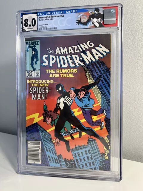 Amazing Spiderman #252 CGC 8.0 NEWSSTAND  Custom Label (1984) 1st Black Costume