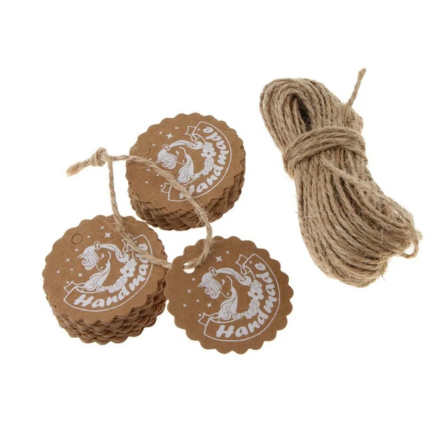 2X 50 Stck. Handarbeit Einhorn Kraftpapier Hängen Geschenk Etikett Etiketten Weihnachtsfeier 2