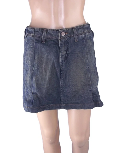 wrangler gonna skirt corta mini blu denim scuro jeans dritto it 42 w 28 m medium