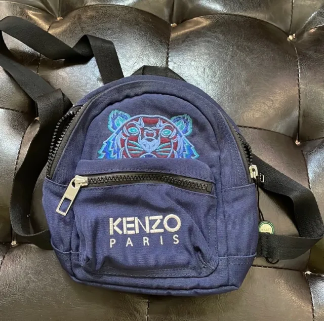 Kenzo Paris Mini Backpack Bag blue/silver hardware Pre-owned