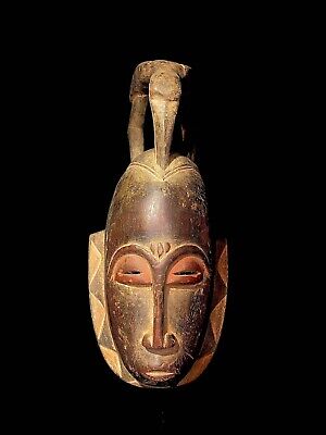 Vintage Hand Carved Wooden Tribal African Art Black Guro Mask-2816