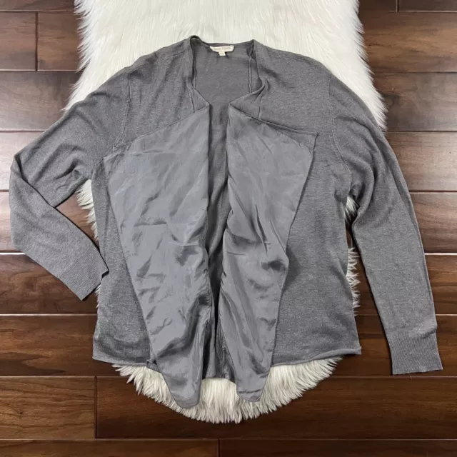 Eileen Fisher Women's Size XL Gray Linen Silk Blend Open Front Cardigan Sweater