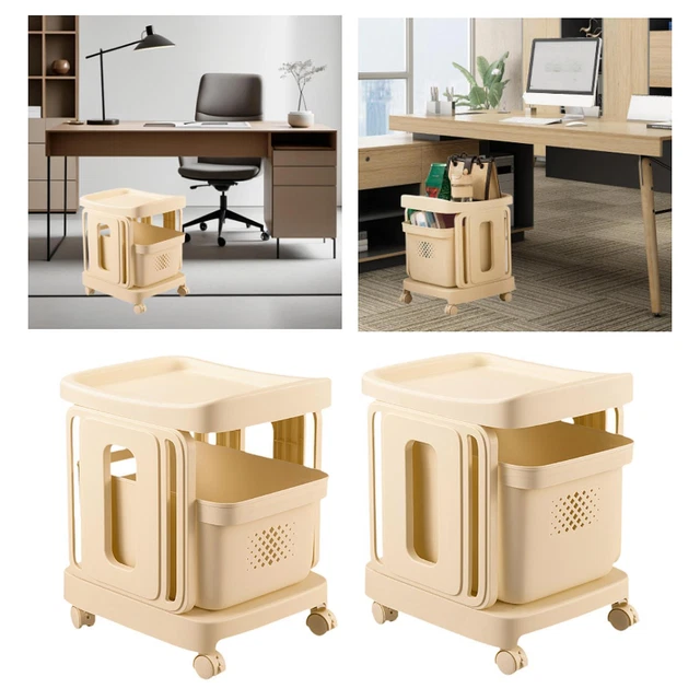 Bibliothèque Mobile Avec Roulettes GDWD - 3 Niveaux - Organisateur De Bureau Ou Chambre - Blanc - Facile à Déplacer