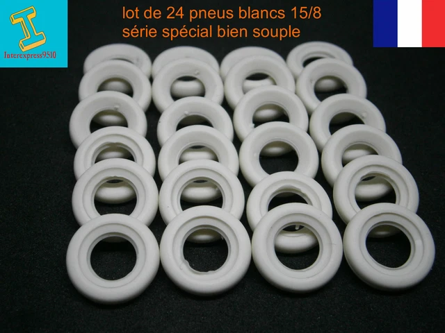 Lot De 24 Pneus Blancs Lisses Dinky Toys 1/43 – Bande Ronde Souple – 15 X 8 Mm – Pièces Détachées