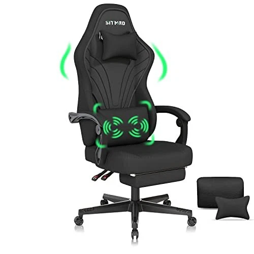 Gaming Chair, Ergonomic Fabric Gaming Chair, Adjustable Computer Chair with