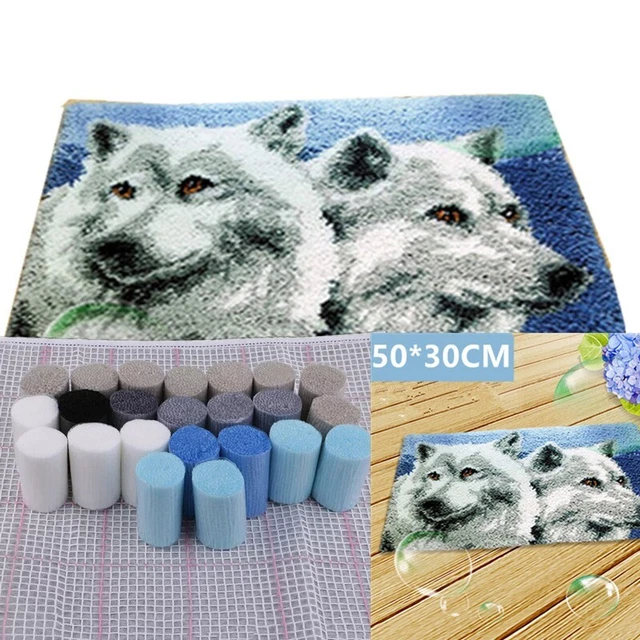 Hágalo usted mismo Wolf Latch Hook Alfombra Fabricación de agujas Kit de bordado Alfombras Sala de estar Alfombras