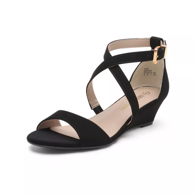 Women Summer Casual Wedge Sandals Across Strap Open Toe Low Wedge Sandals