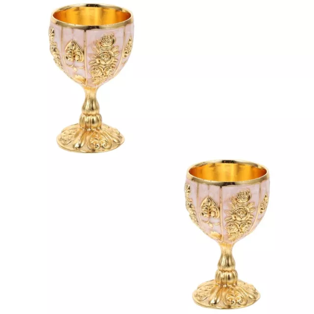 2x Metal Wine Cups Royal Chalice Cup Shot Glass Vintage Wine Goblet