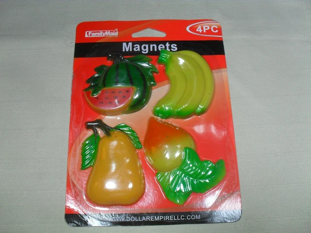 Set of 4 Magnetic Memo Holders/ Refrigerator Magnets Fruit & Vegetable Shape #1