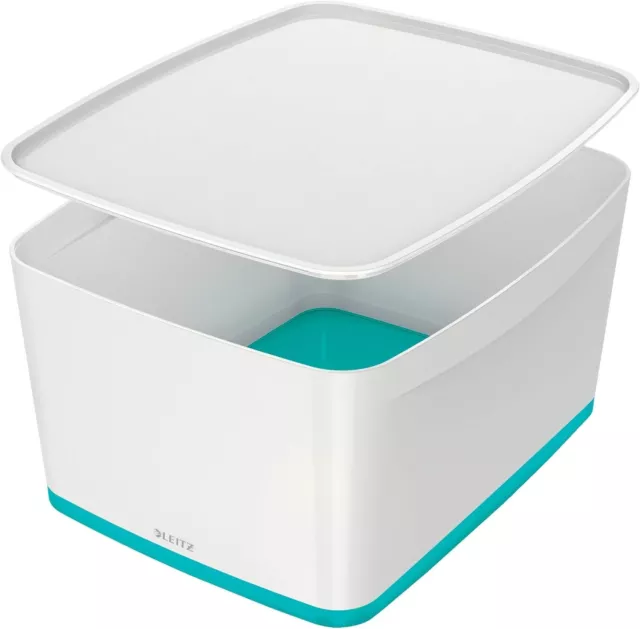 Leitz MyBox WOW Groß mit Deckel, Aufbewahrungsbox, 52161051, eisblau