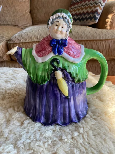 Vintage Takahashi Hand Painted Old Woman Teapot San Francisco