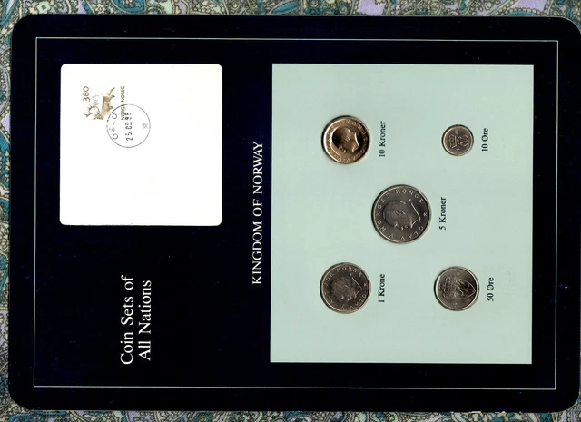 Coin Sets of All Nations Norway UNC 50 Ore, 1 Krone 1987 10 Ore 5,10 Kroner 1988